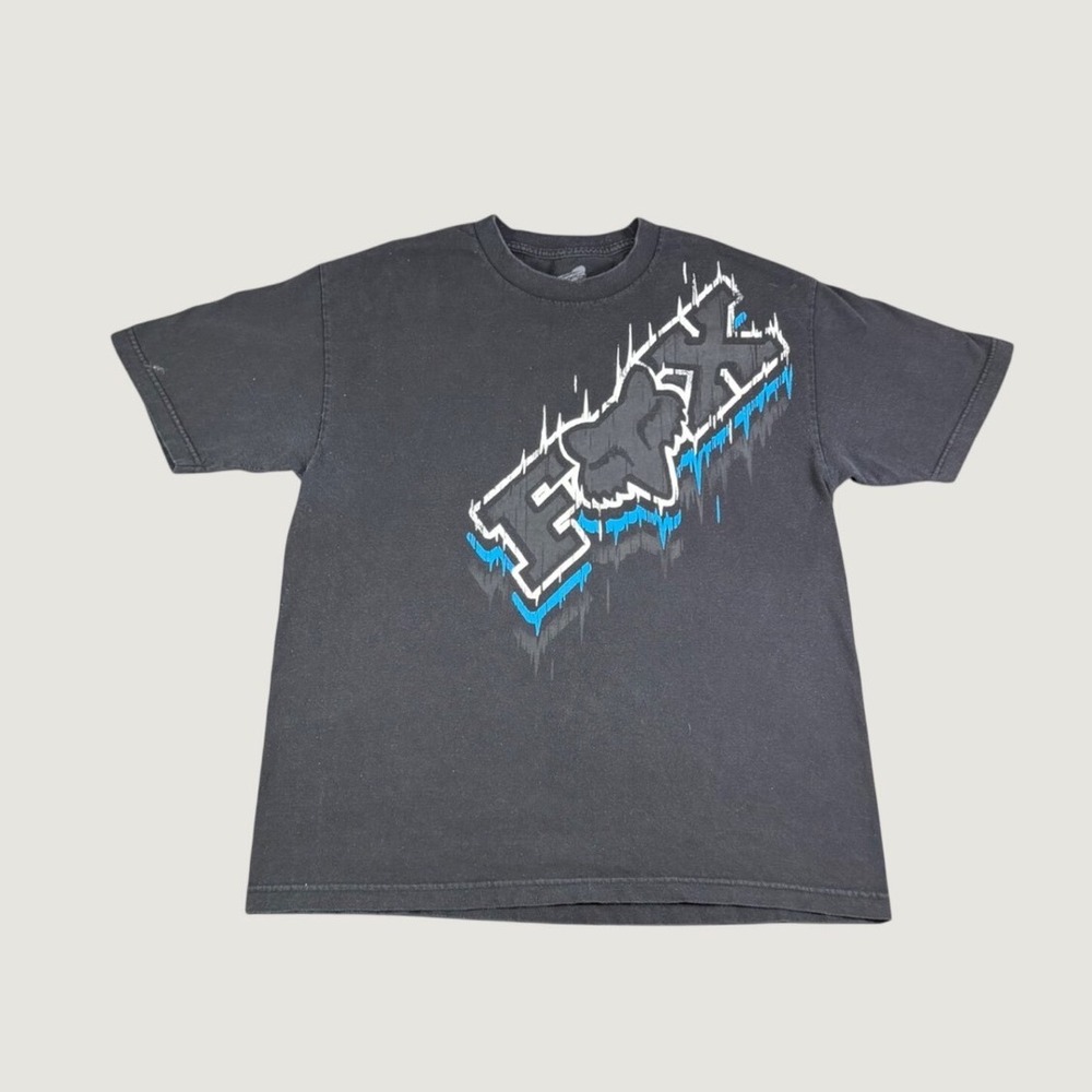 Fox Racing Mens T-Shirt Large Black Graphic Logo Short Sleeve Motocross Tee
